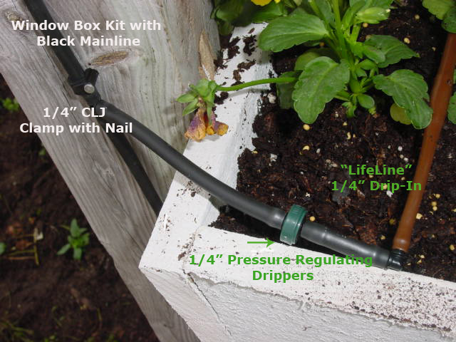 Drip irrigation kit for your window boxes and pots. Automatic battery
